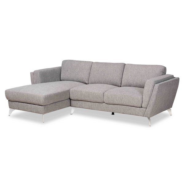 Baxton Studio Mirian Modern and Contemporary Grey Fabric Sectional Sofa with Left Facing Chaise 182-11555-Zoro
